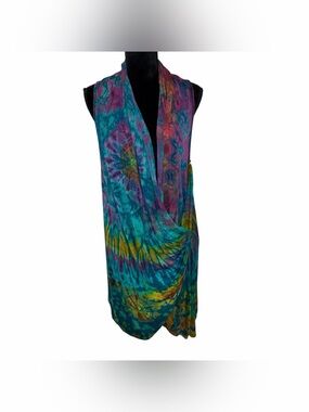 Kathmandu Multi-Color Tie-Dye Draped Women’s Vest OSFA Hippie Boho